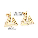 Boucles d'oreilles clous triangle en acier inoxydable avec 5 diamants