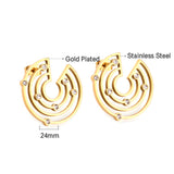 Boucles d'oreilles rondes en acier inoxydable avec 7 diamants