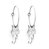 Fashion Stainless Steel Circle with Cat Earrings