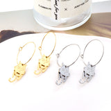 Fashion Stainless Steel Circle with Cat Earrings