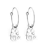 Fashion Stainless Steel Circle with Rabbit Earrings