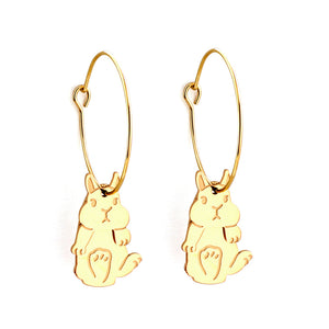 Fashion Stainless Steel Circle with Rabbit Earrings