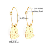 Fashion Stainless Steel Circle with Rabbit Earrings