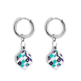 Fashion Circle with Rubik's Cube Mixed Color Earrings