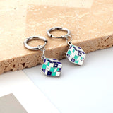 Fashion Circle with Rubik's Cube Mixed Color Earrings