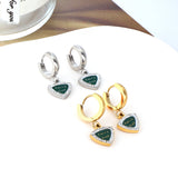 Fashion Camber Buckle Heart Shaped Green With English White Diamonds Earrings