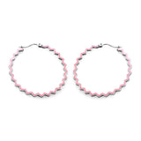 Stainless Steel Round Pink Hoop Earrings