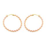 Stainless Steel Round Pink Hoop Earrings