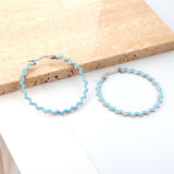 Stainless Steel Round Blue Hoop Earrings