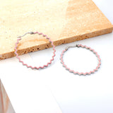 Stainless Steel Round Pink Hoop Earrings