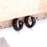 Stainless Steel Round Multi-faceted Hoop Earrings