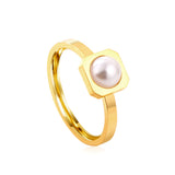 Anillo de acero inoxidable chapado en oro de 18k