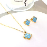 Square Blue Musical Note With Heart Jewelry Set