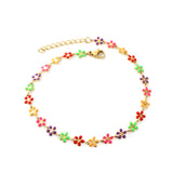 Stainless Steel 25 Mixed Color Peach Blossoms Anklet