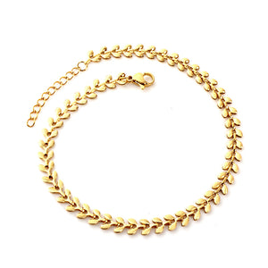 Stainless Steel 18k Gold Plated Sapling Anklet