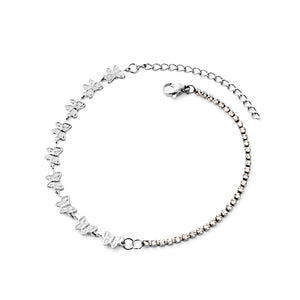 Stainless Steel 9 Butterflies + With Drill Chain Anklet