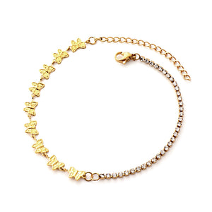 9 Butterflies With Diamonds Chain Anklet