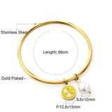 Mixed Colors Lemon Slices With Shaped White Pearl Hard Bracelet