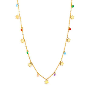 7 Lucky Star Accessories + 8 Mixed Color Diamonds Necklace