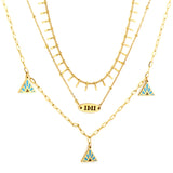 Accessoires Pyramide Bleue + Accessoire Double 11 + Collier Chaîne Triple Chaîne