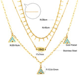 Blue Pyramid Accessories + Double 11 Accessory + Chain Triple Chain Necklace