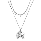 Half Round Horse Head Accessory + Chain Double Chain Necklace