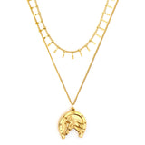 Half Round Horse Head Accessory + Chain Double Chain Necklace