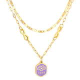 Purple Hexagon with Heart + Double 11 + Double 8 Accessories + Chain Double Chain Necklace