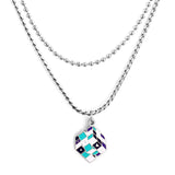 Accessoire Rubik's Cube de couleurs mélangées + collier à double chaîne