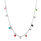 5 Circle Cross Accessories + 6 Mixed Color Eyeballs Necklace