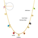 5 Circle Cross Accessories + 6 Mixed Color Eyeballs Necklace