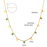 5 Square Green Drip Oil + 6 Square Accessories Necklace