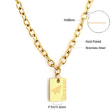 Rectangle With Airplane Pattern Accessory Necklace