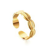 Anillo De Acero Inoxidable Chapado En Oro De 18k Con Forma De Grano De Café