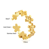 Stainless Steel 18k Gold Plated Flower Shape Ring