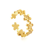 Stainless Steel 18k Gold Plated Flower Shape Ring