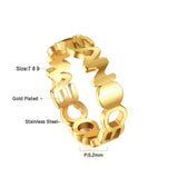 Anillo con letras de acero inoxidable chapado en oro de 18 k