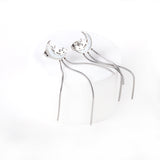 Boucles d'oreilles coquillage blanc lune + étoile en acier inoxydable avec longueur et chaîne courte