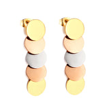 Stainless Steel Mixed Color Glossy Cut Stud Earrings