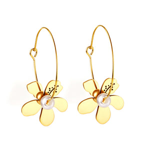 Boucles d'oreilles personnalisées en forme de fleur de pêcher en acier inoxydable, vente en gros