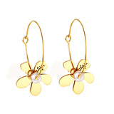 Boucles d'oreilles personnalisées en forme de fleur de pêcher en acier inoxydable, vente en gros