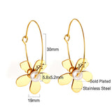 Boucles d'oreilles personnalisées en forme de fleur de pêcher en acier inoxydable, vente en gros