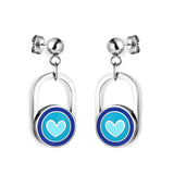 Pendientes de acero con forma de corazón azul