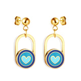 Pendientes de acero con forma de corazón azul