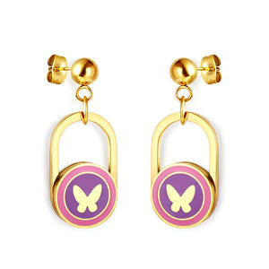 Boucles d'oreilles papillon en acier inoxydable