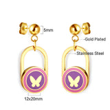 Boucles d'oreilles papillon en acier inoxydable