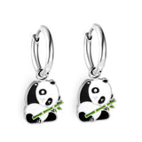 Boucles d'oreilles panda en acier inoxydable plaqué or 18 carats