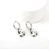 Boucles d'oreilles panda en acier inoxydable plaqué or 18 carats