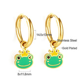 Boucles d'oreilles grenouille en acier inoxydable plaqué or 18 carats 