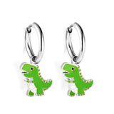 Boucles d'oreilles dinosaures en acier inoxydable plaqué or 18 carats 